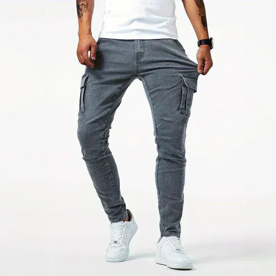 Cargo Denim Jeans Herren Stretch Utility Hose Casual