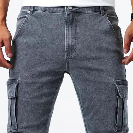 Cargo Denim Jeans Herren Stretch Utility Hose Casual