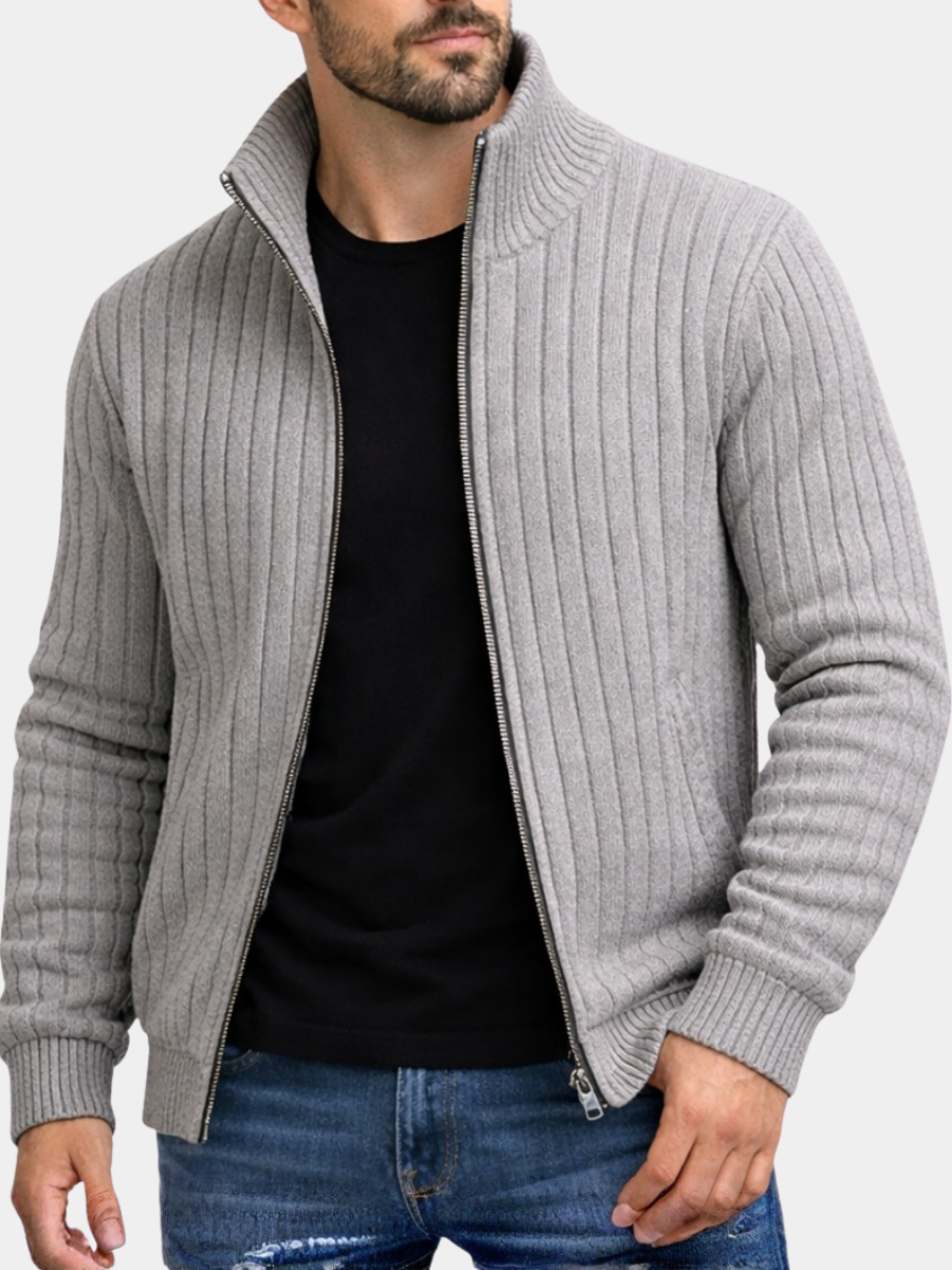 Eleganter Zip Cardigan Herren Klassisch Strickjacke