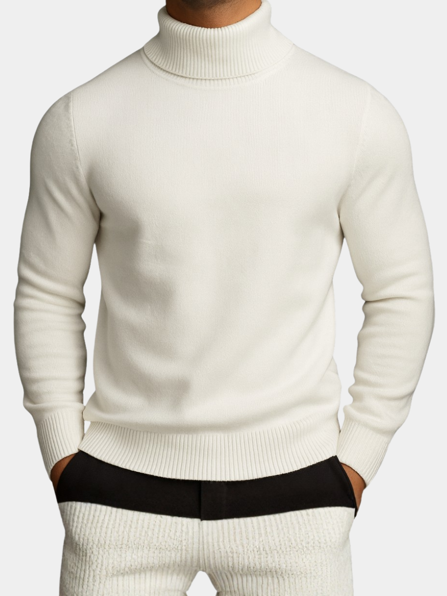 Klassischer Rollkragen Pullover Herren Strick Warm