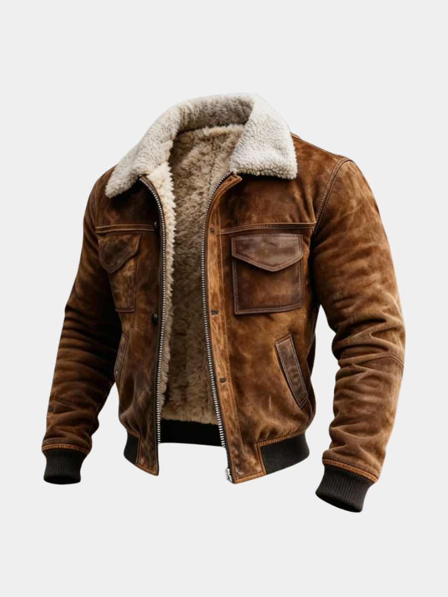 Sherpa Gefütterte Jacke Herren Vintage Robuster Zip