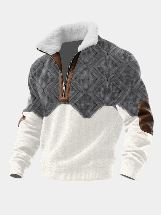 Fleece Stehkragen Pullover Herren Warm Strick Winter