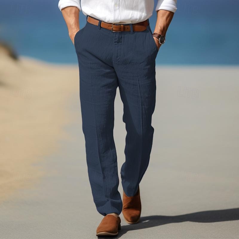 Premium Leinenhose Herren Elegant Sommer Anzughose