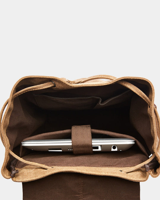 Canvas Rucksack Herren Vintage Laptopfach Reise Alltag