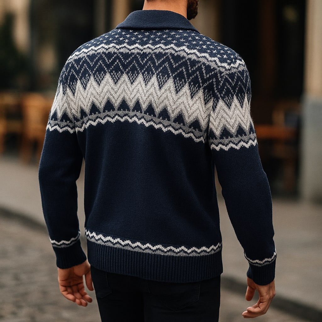 Norweger Cardigan Herren Schalkragen Dicker Strick