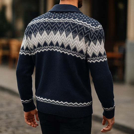 Norweger Cardigan Herren Schalkragen Dicker Strick