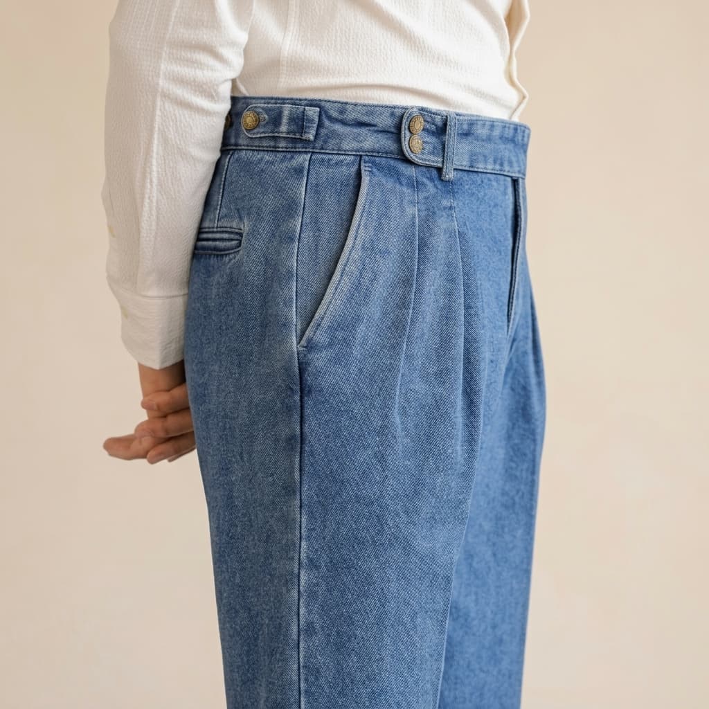 Bundfalten Denim Hose Herren Bio Baumwolle Jeans
