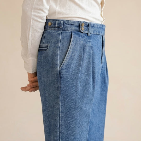 Bundfalten Denim Hose Herren Bio Baumwolle Jeans
