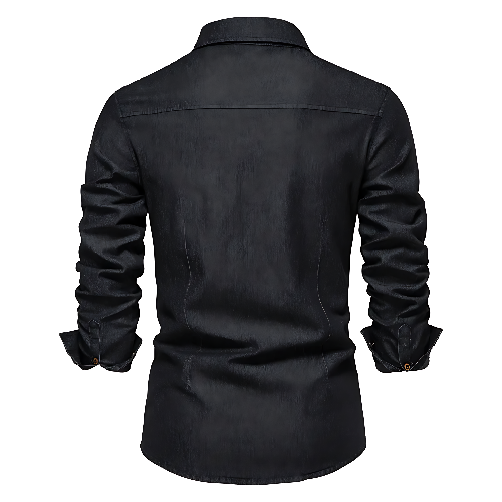 Tailliertes Denim Hemd Herren Button-Up Baumwolle