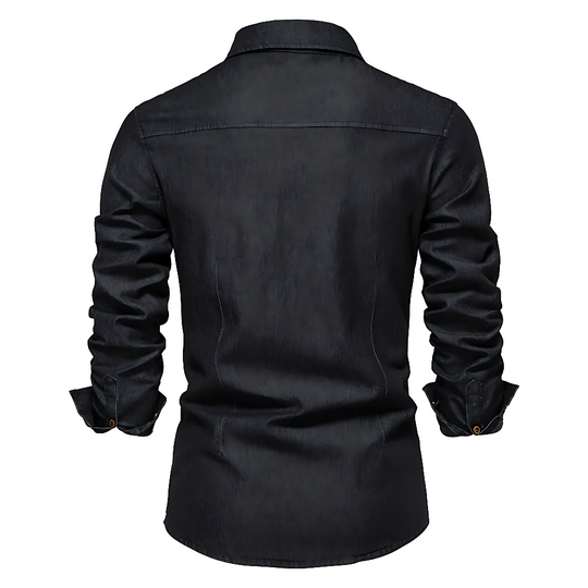 Tailliertes Denim Hemd Herren Button-Up Baumwolle