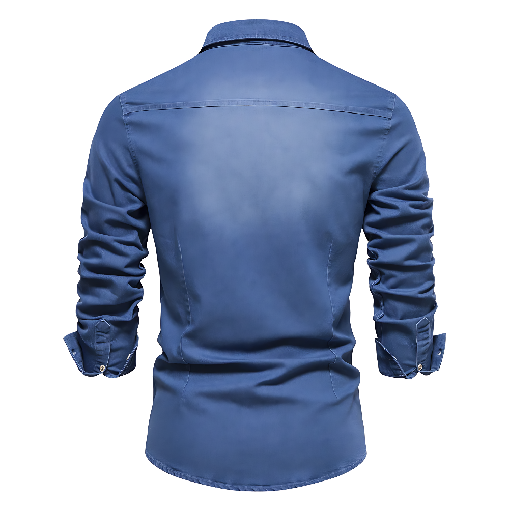 Tailliertes Denim Hemd Herren Button-Up Baumwolle