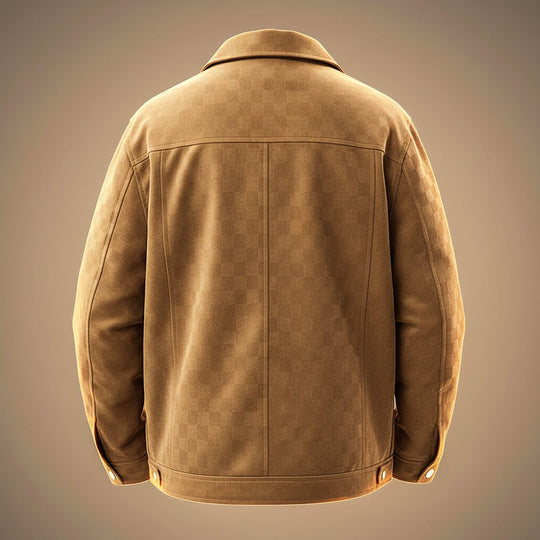 Wildleder Jacke Herren Kariert Vintage Tailliert Casual