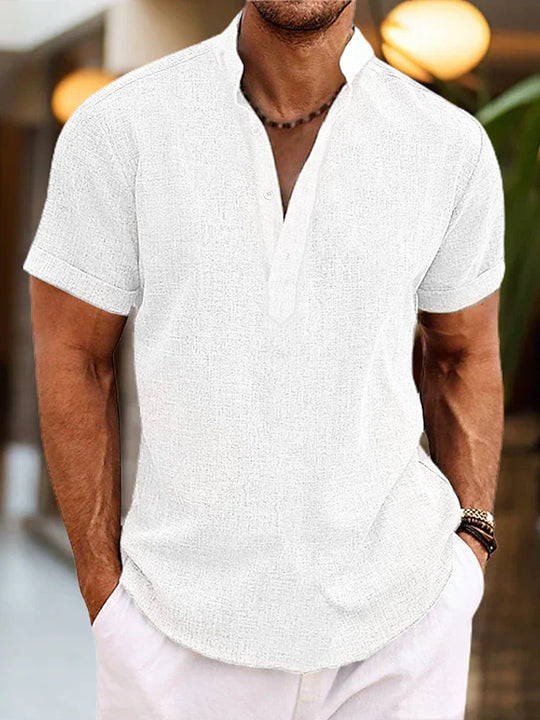 Herren Kurzarm Henley-Shirt – Sommerhemd mit Knopfleiste