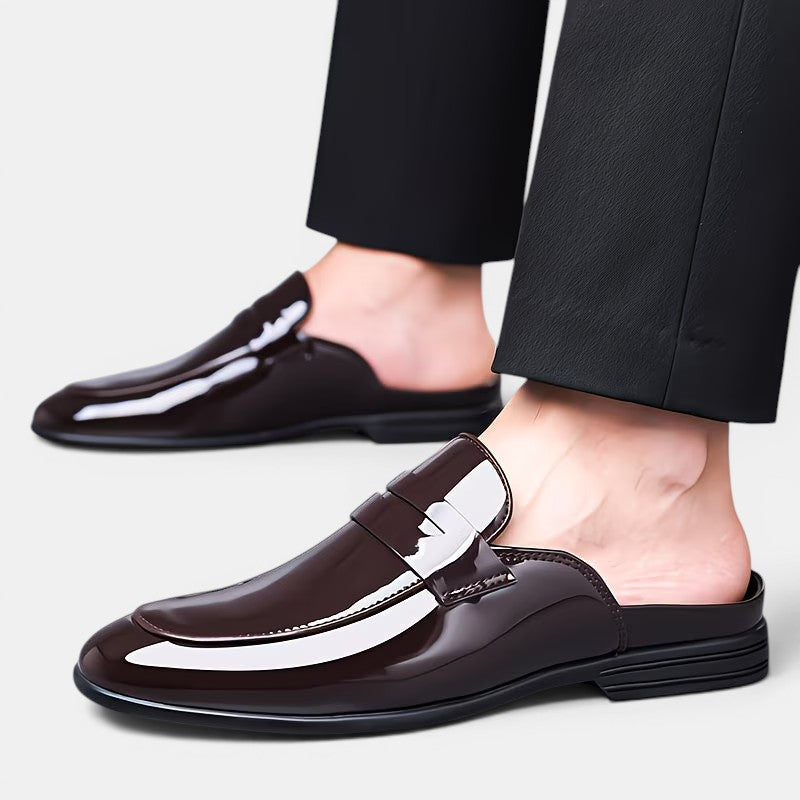 Herren Glänzende Leder-Mules – Jennoir