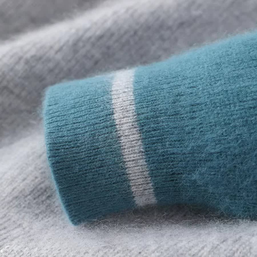 Kaschmir Pullover Herren Colourblock Rundhals Leicht