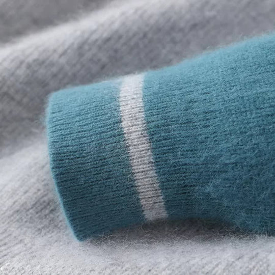 Kaschmir Pullover Herren Colourblock Rundhals Leicht