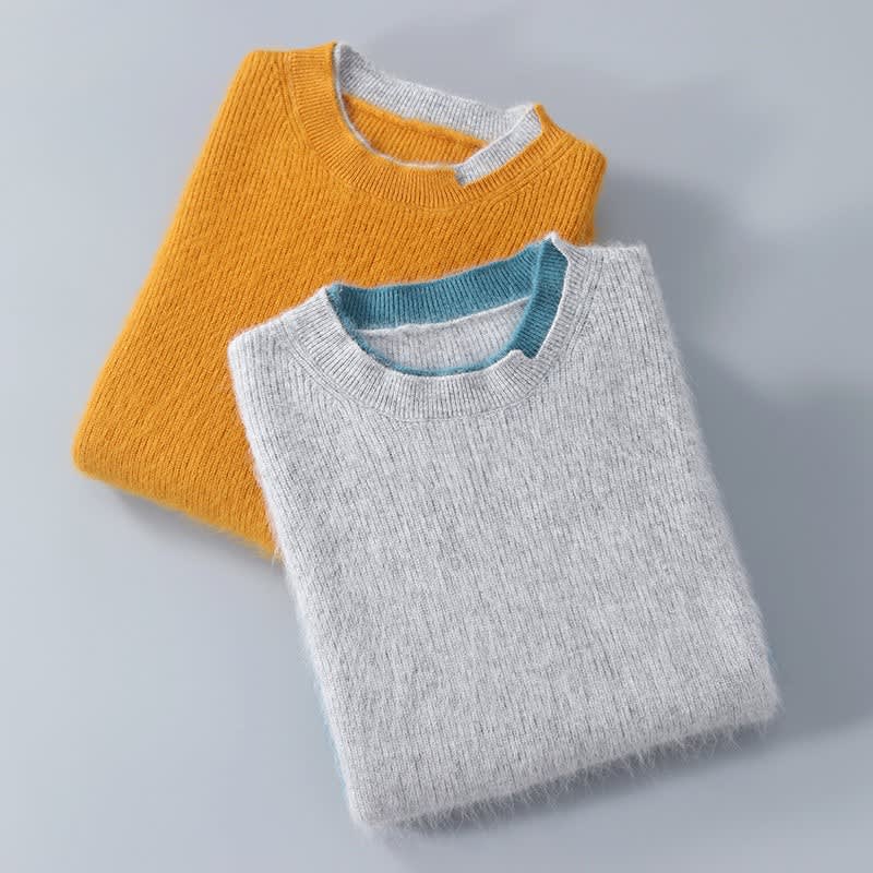 Kaschmir Pullover Herren Colourblock Rundhals Leicht