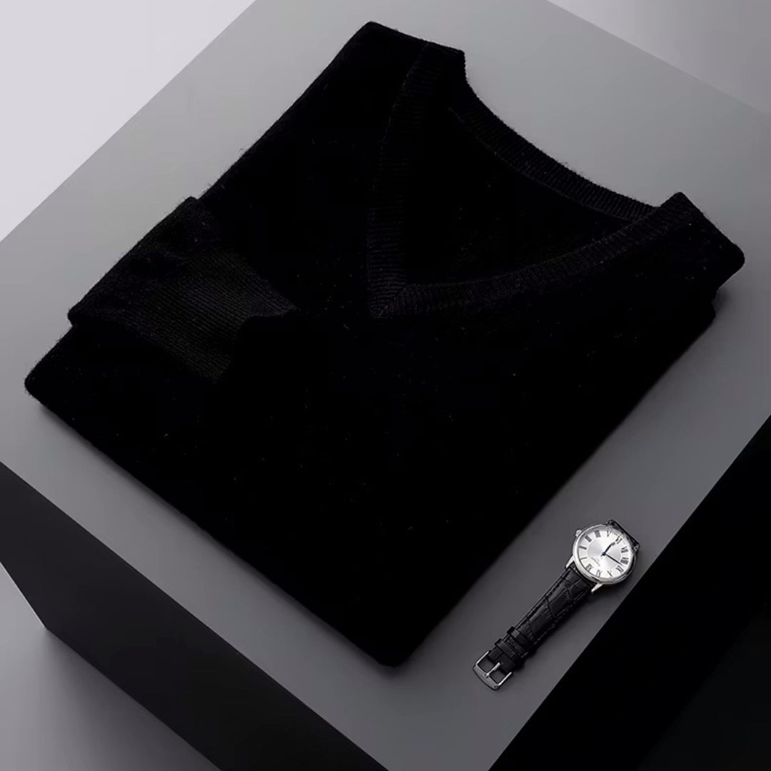 Merino V-Ausschnitt Pullover Herren Strick Elegant