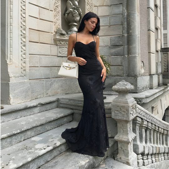 Spitzenkleid Damen Maxi Rückenfrei Abendkleid Elegant