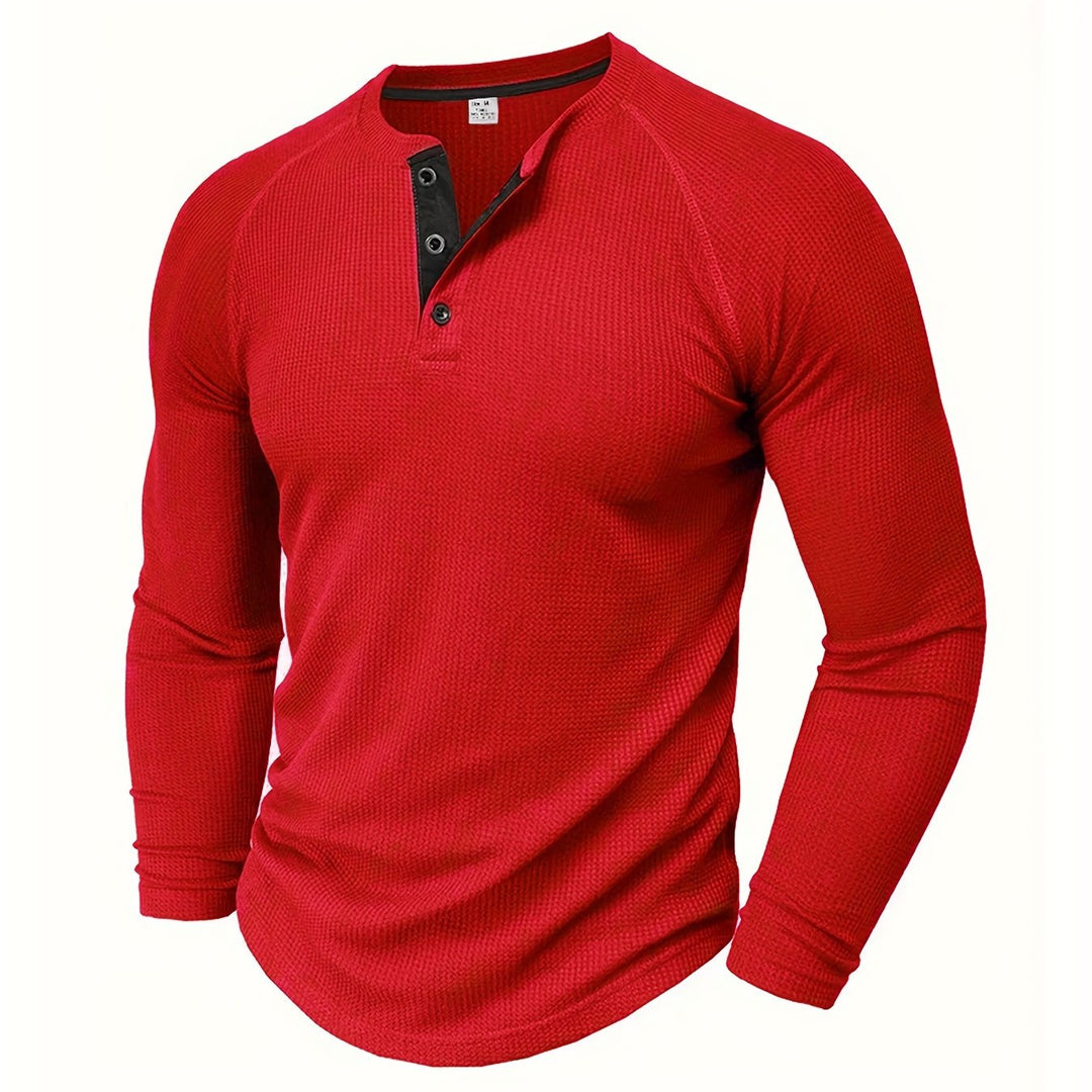 Strukturiertes Henley T-Shirt Herren Kurzarm Basic
