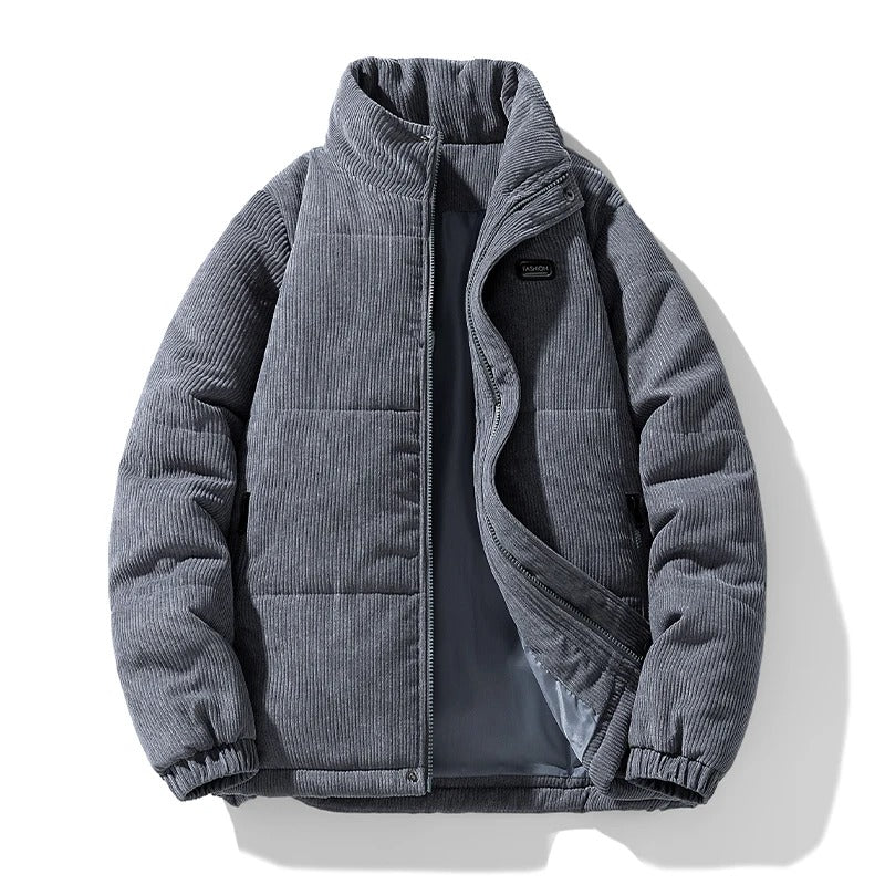 Cord Steppjacke Herren Hoher Kragen Zip Taschen Warm