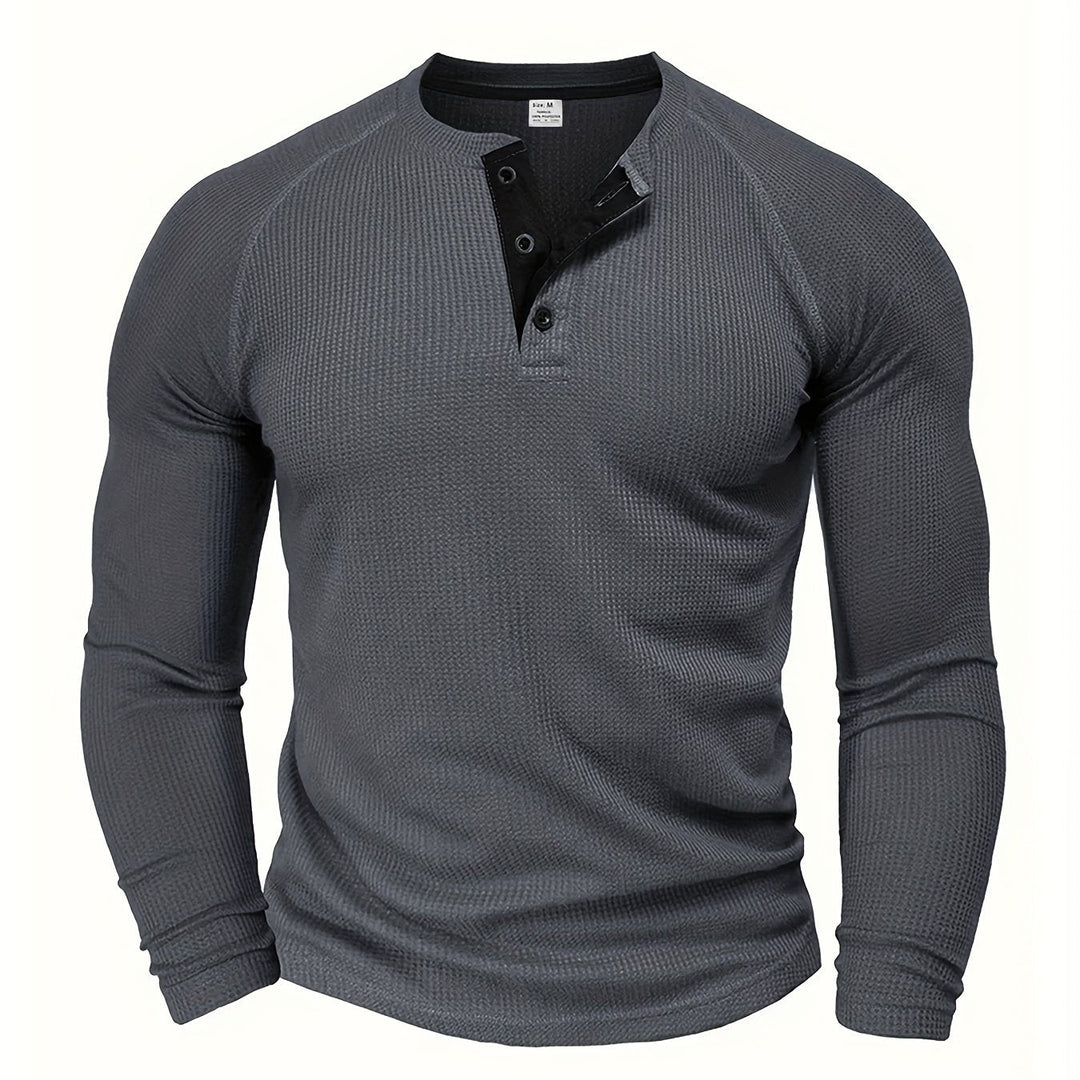 Strukturiertes Henley T-Shirt Herren Kurzarm Basic