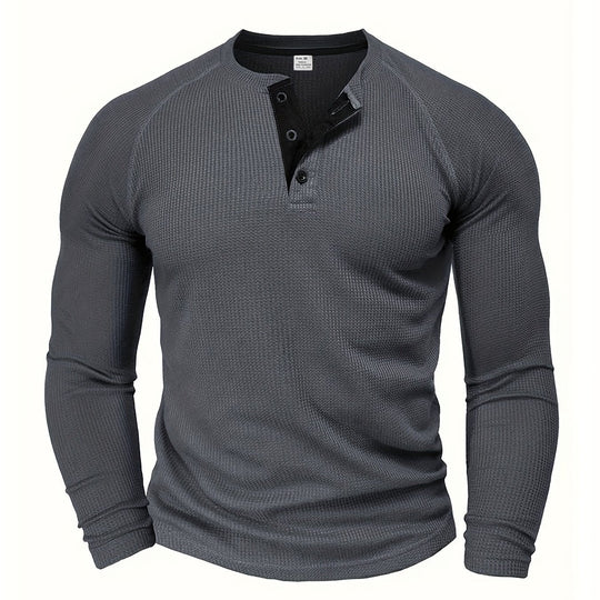 Strukturiertes Henley T-Shirt Herren Kurzarm Basic