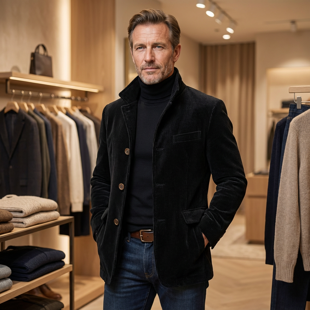 Elegante Jacke Herren Strukturiert Zeitlos Übergangsjacke