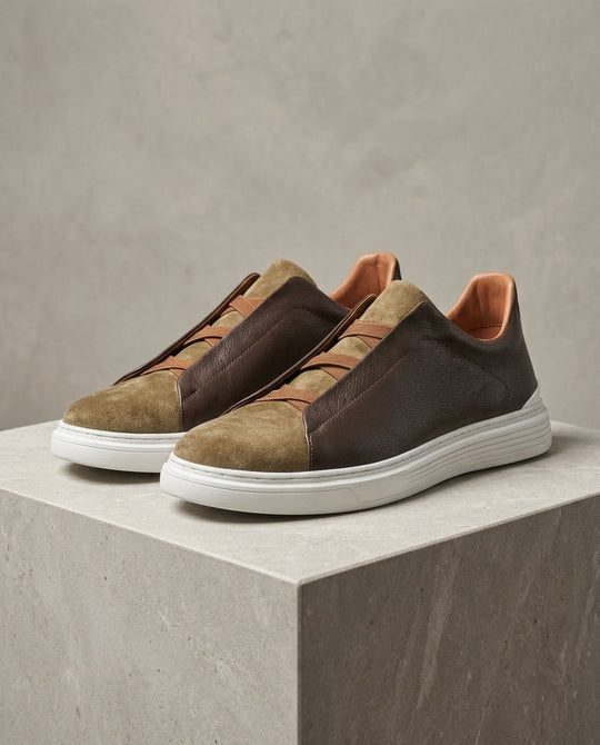 Leder Wildleder Sneaker Herren Slip-On Komfort Casual