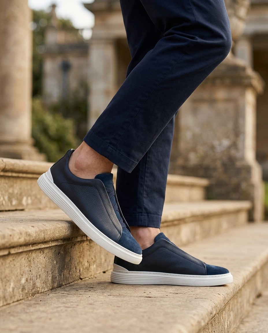 Leder Wildleder Sneaker Herren Slip-On Komfort Casual