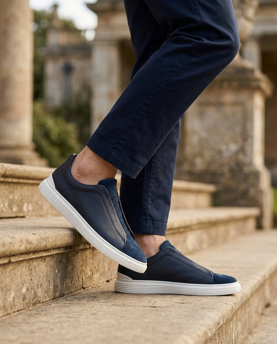 Leder Wildleder Sneaker Herren Slip-On Komfort Casual