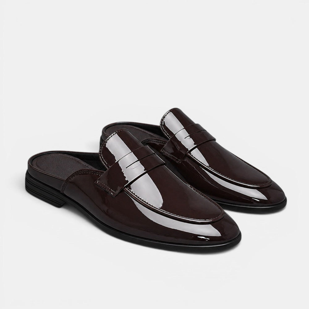 Herren Glänzende Leder-Mules – Jennoir