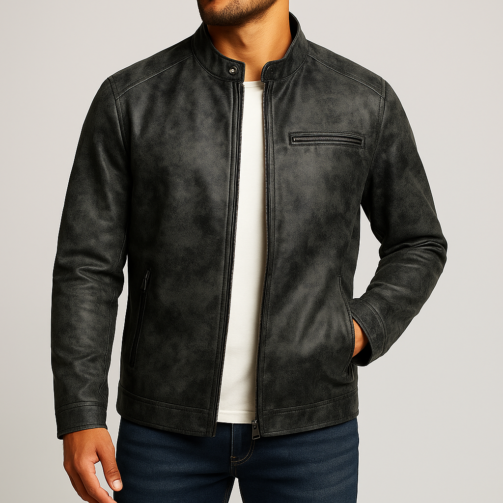 Distressed Lederjacke Herren Vintage Retro Biker