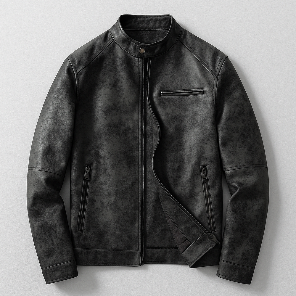 Distressed Lederjacke Herren Vintage Retro Biker