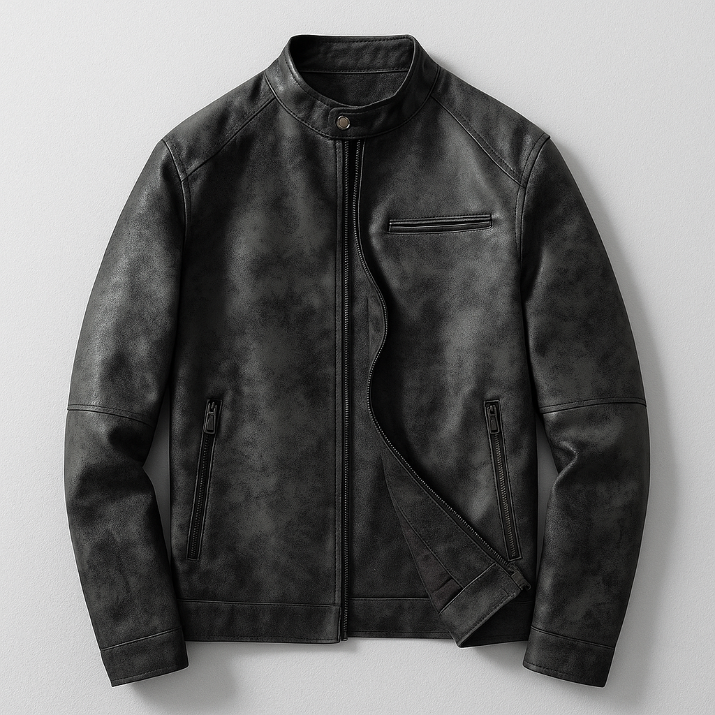 Distressed Lederjacke Herren Vintage Retro Biker