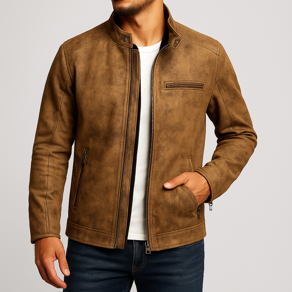 Distressed Lederjacke Herren Vintage Retro Biker