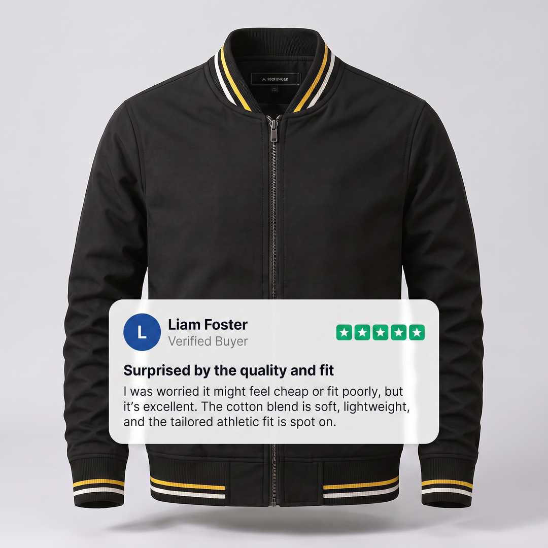 Baumwollmix Blouson Herren Rippbündchen Zip Sportlich