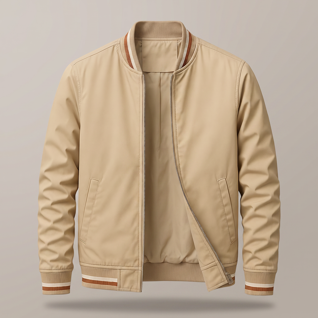 Baumwollmix Blouson Herren Rippbündchen Zip Sportlich