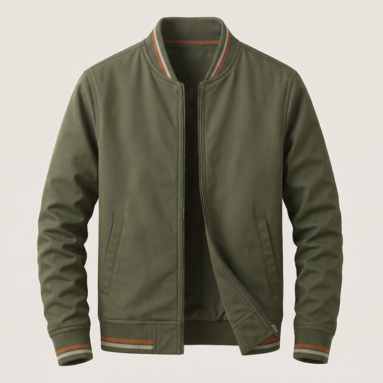 Baumwollmix Blouson Herren Rippbündchen Zip Sportlich