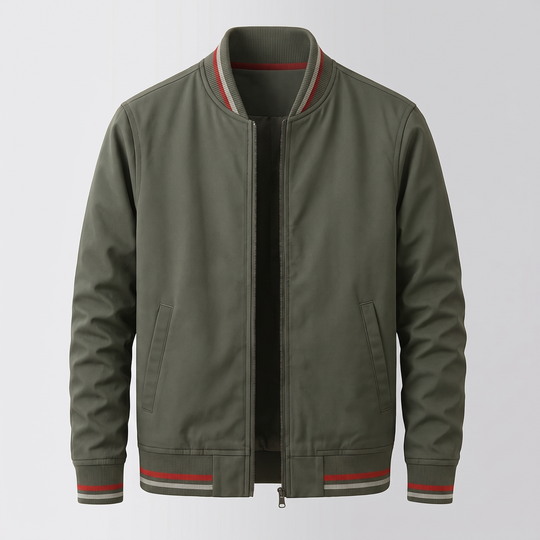 Baumwollmix Blouson Herren Rippbündchen Zip Sportlich