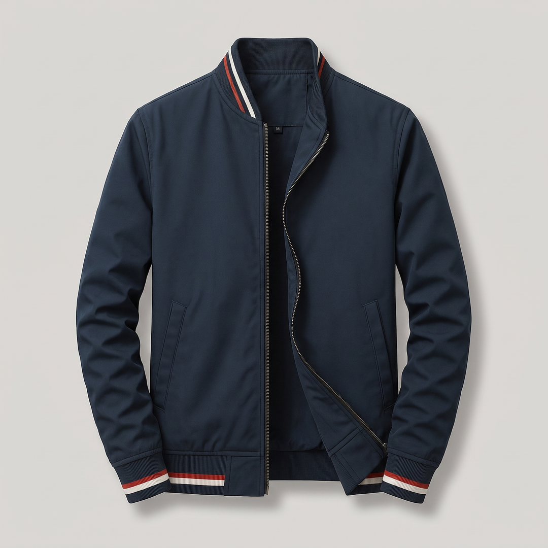 Baumwollmix Blouson Herren Rippbündchen Zip Sportlich