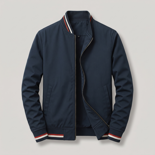 Baumwollmix Blouson Herren Rippbündchen Zip Sportlich