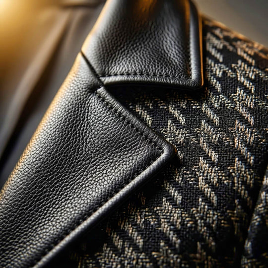 Hahnentritt Leder Blazer Herren Elegant Business Sakko