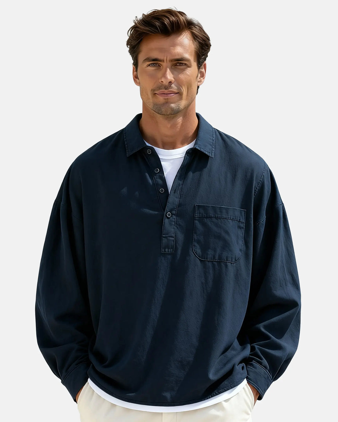 Stehkragen Hemd Herren Mandarin Kragen Casual Leinen