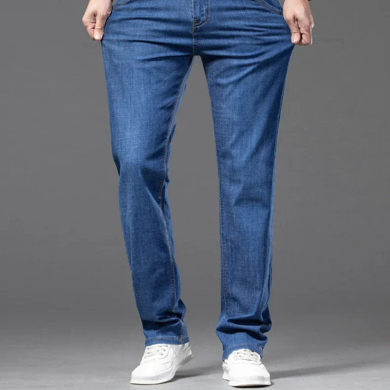 Klassische Straight Cut Jeans Herren Denim Gerade Hose