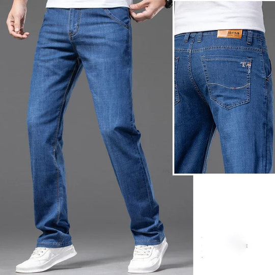 Klassische Straight Cut Jeans Herren Denim Gerade Hose