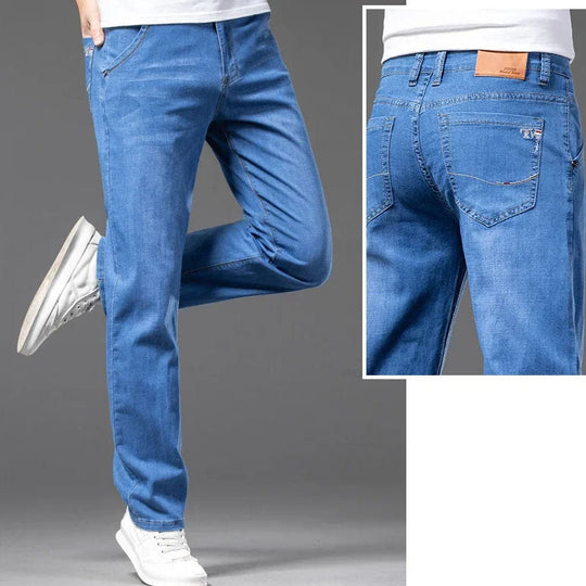 Klassische Straight Cut Jeans Herren Denim Gerade Hose