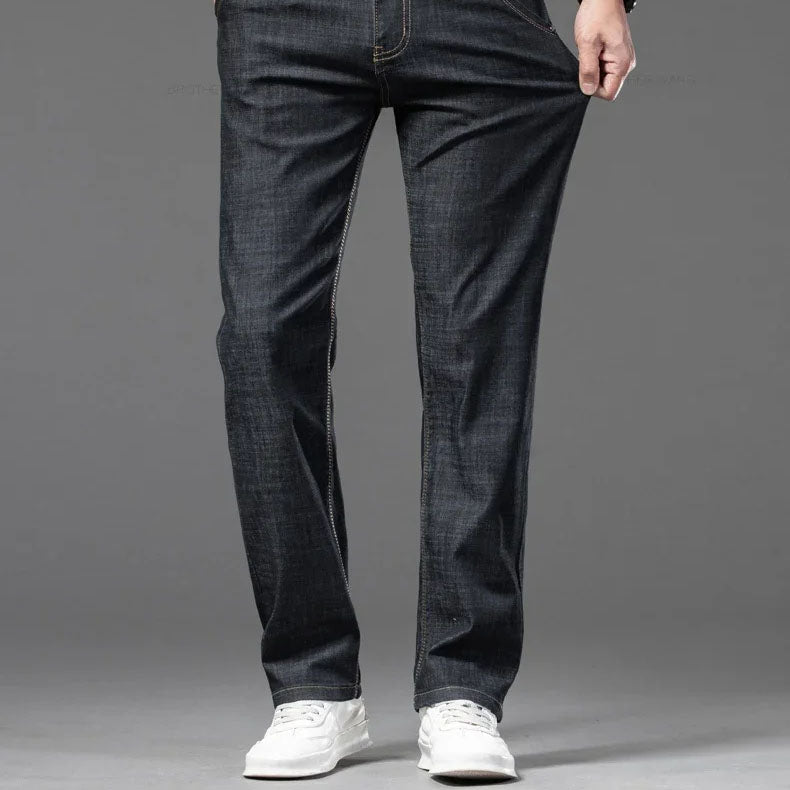 Klassische Straight Cut Jeans Herren Denim Gerade Hose