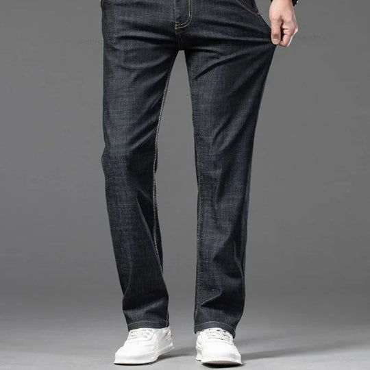 Klassische Straight Cut Jeans Herren Denim Gerade Hose