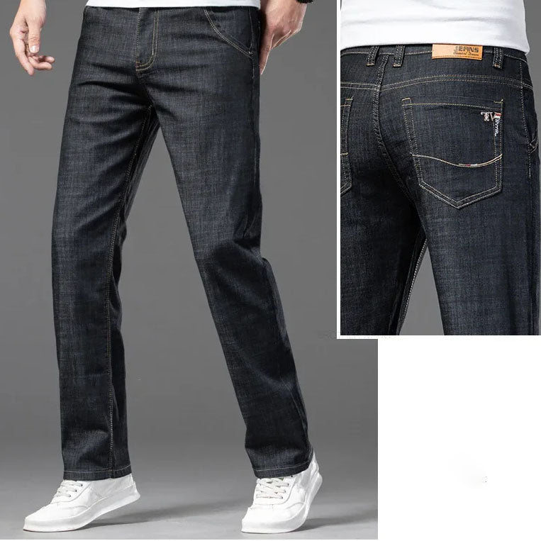 Klassische Straight Cut Jeans Herren Denim Gerade Hose